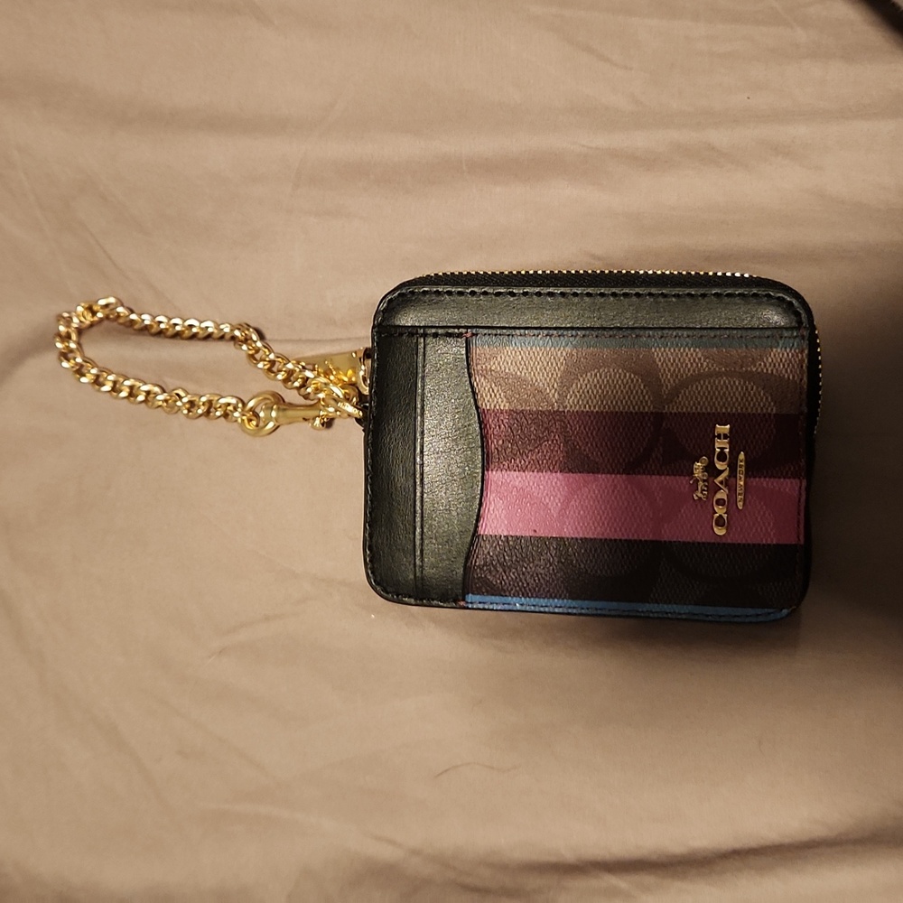 Coach card holder with chain